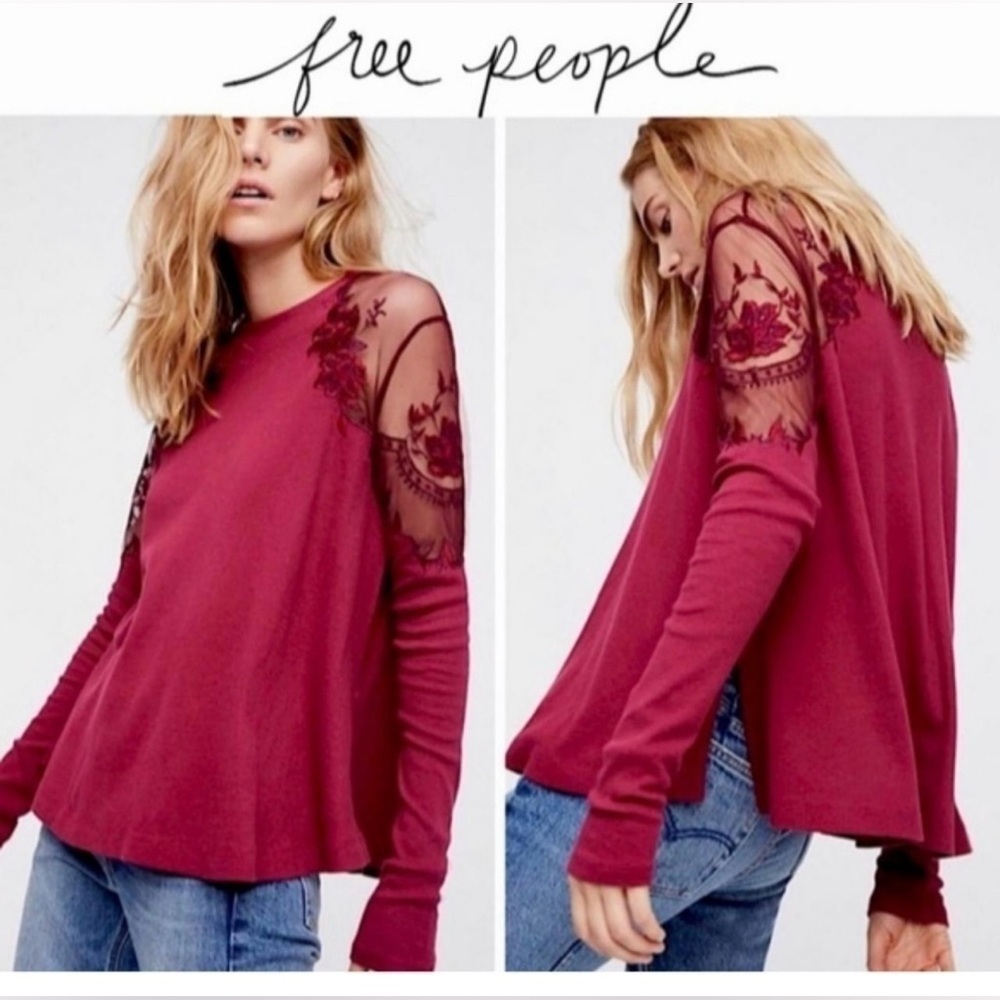 Free People Daniella TOP Lace Embroidery